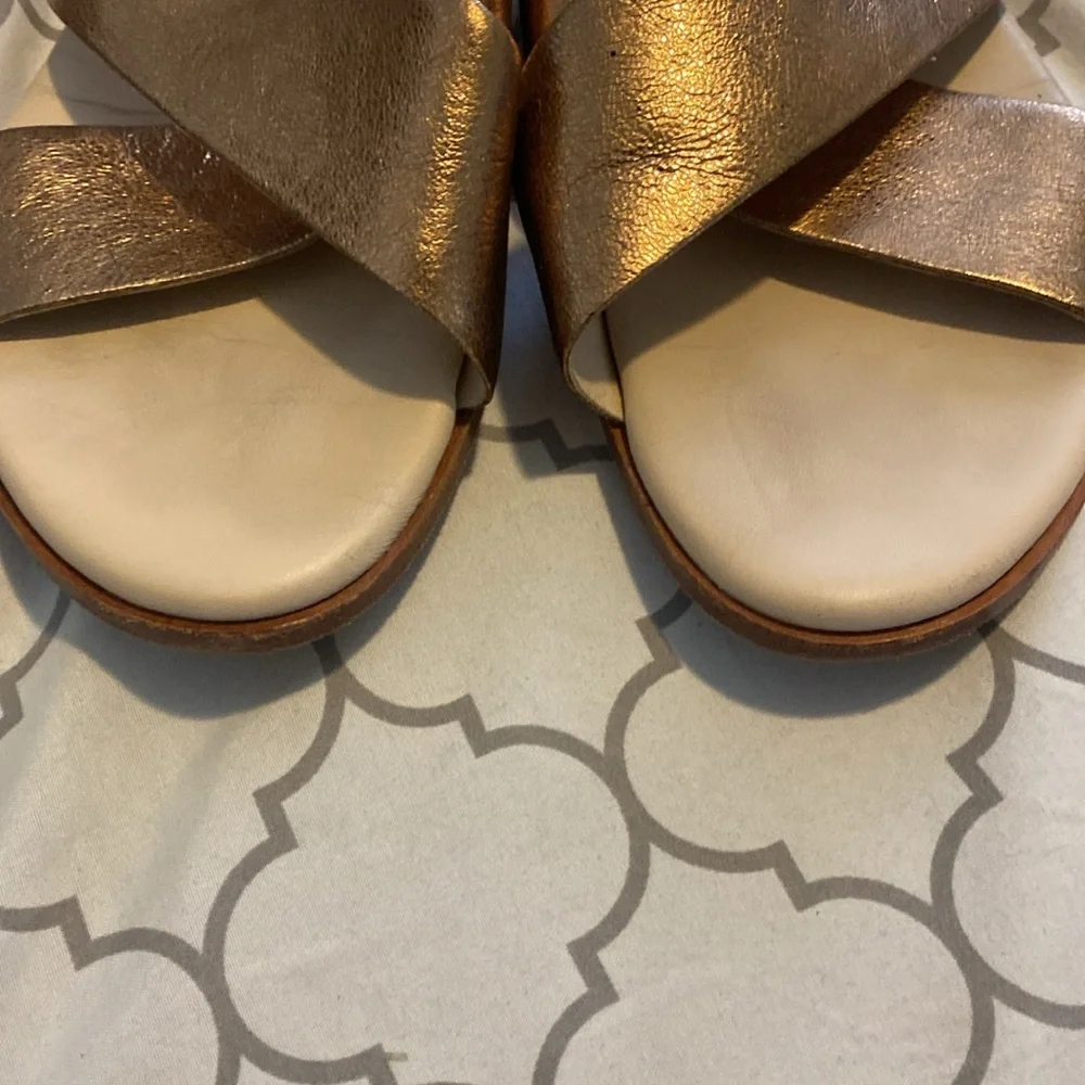 Cole Haan Gold Anica Leather Slide Sandal - Picture 4 of 7